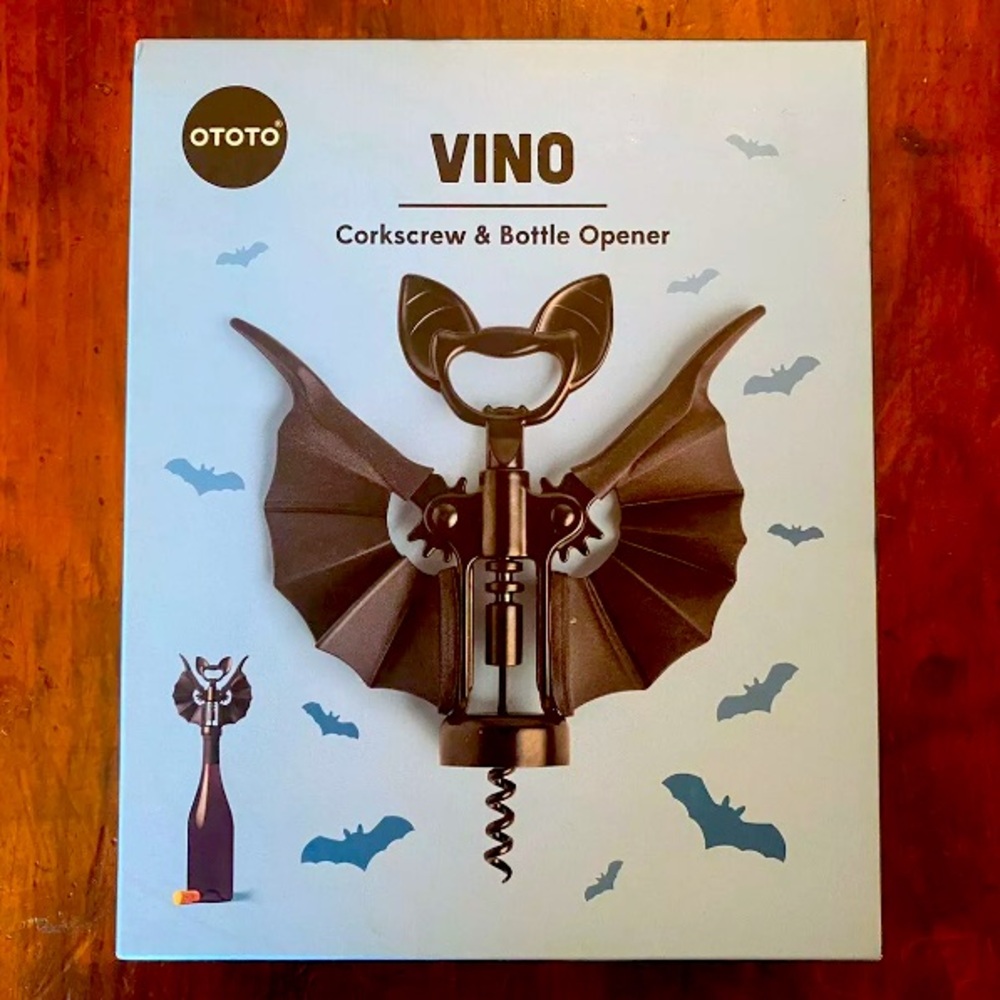 OTOTO Vino Spooky Halloween Bat Corkscrew & Bottle Opener NEW